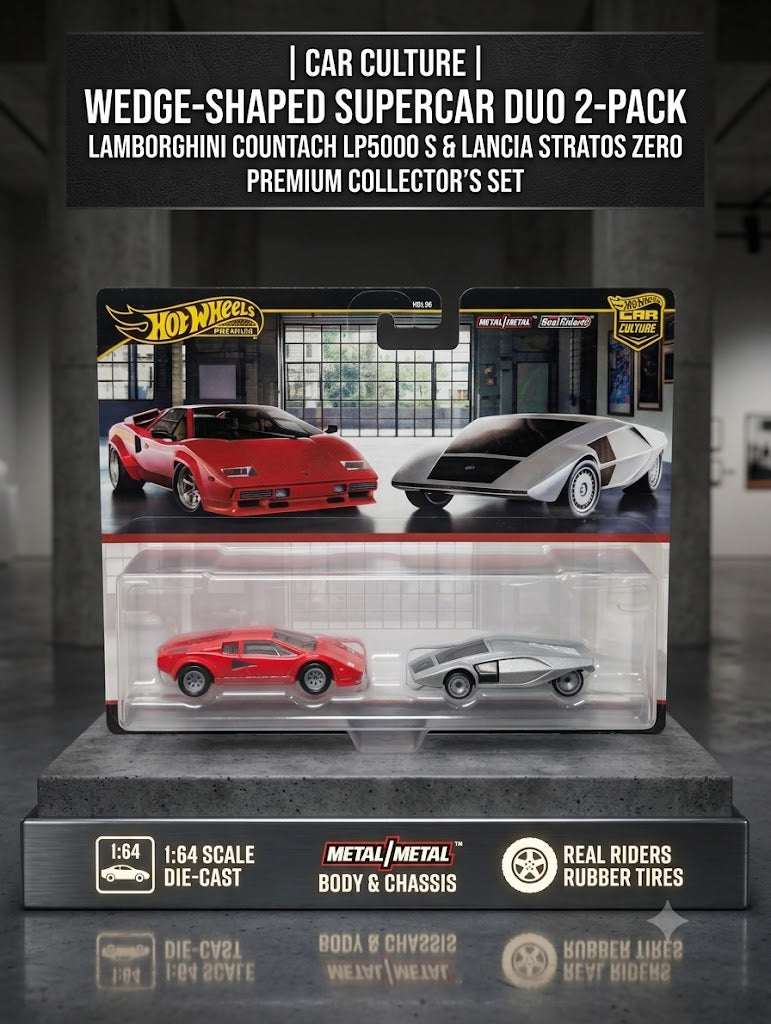 Hot Wheels Premium Car Culture Lamborghini Countach & Lancia Stratos Zero 2-Pack 🏎️