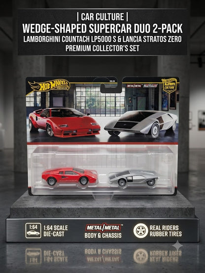 Hot Wheels Premium Car Culture Lamborghini Countach & Lancia Stratos Zero 2-Pack 🏎️