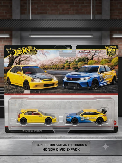 Hot Wheels Premium Car Culture ’99 Honda Civic Type R (EK9) & Honda Civic Type R 2-Pack 🏎️